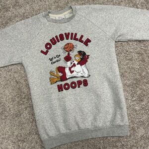 Louisville Cardinals Basketball Sweatshirt Men Size Small Retro Homefield Gray